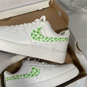 Custom Green cow stain on Air Force 1 iron on patch motif  accessory for shoes